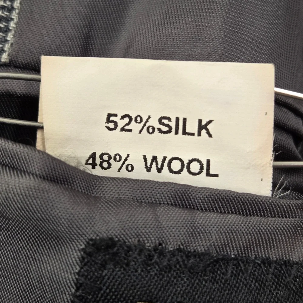Jos A Bank Mens 46R Blazer Silk Wool Blend‎ Glen Plaid Gray Sport Coat 2 Button